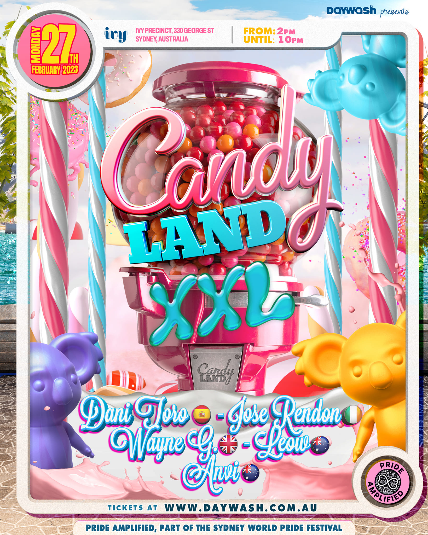 DAYWASH PRESENTS CANDYLAND XXL W/DJS DANI TORO, JOSE RENDON, WAYNE G, LEOW, & ANVI @ IVY PRECINCT